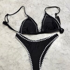 SHEIN Black and White Contrast Bikini